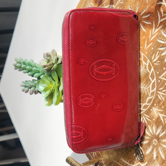 Cartier Happy Birthday Print Red Long Zip Wallet w/ Authentication Card - Picture 4 of 16